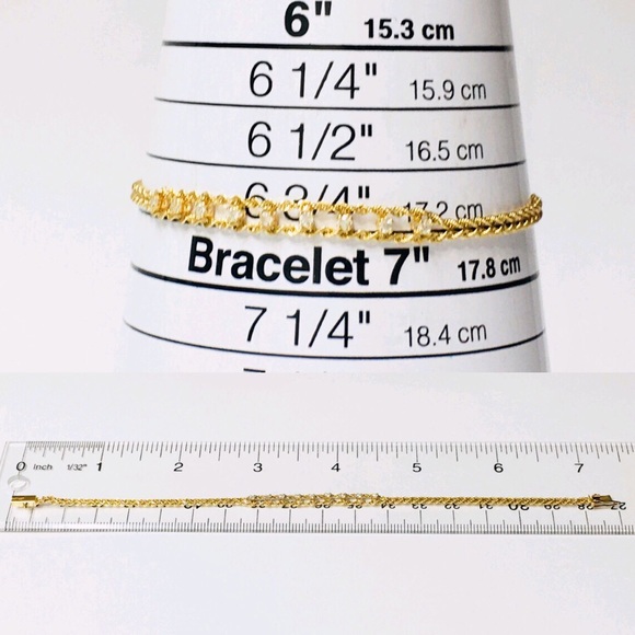 Solid 14k Gold Diamond Rope Chain Bracelet - Picture 5 of 6